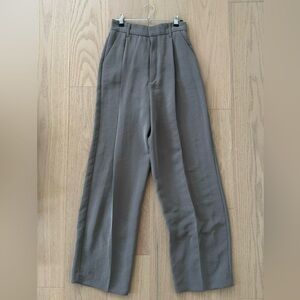 Zara Green/Grey Wide Leg High-Rise Drapey Trousers